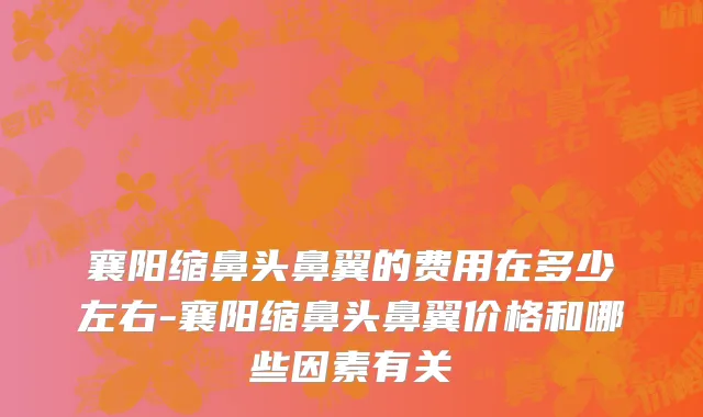 襄阳缩鼻头鼻翼的费用在多少左右-襄阳缩鼻头鼻翼价格和哪些因素有关