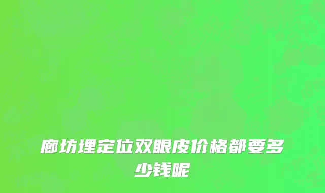 廊坊埋定位双眼皮价格都要多少钱呢