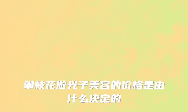 攀枝花做光子美容的价格是由什么决定的