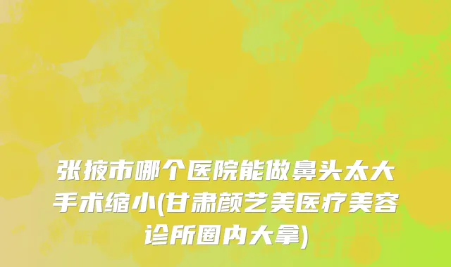 张掖市哪个医院能做鼻头太大手术缩小(甘肃颜艺美医疗美容诊所圈内大拿)