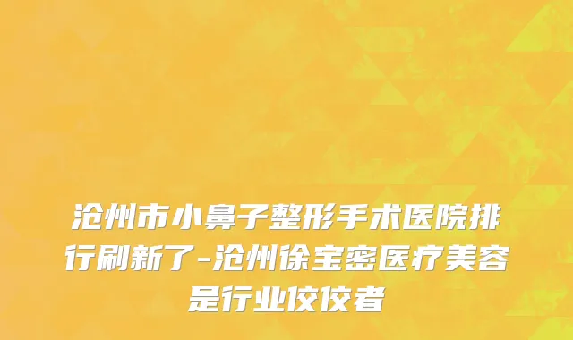 沧州市小鼻子整形手术医院排行刷新了-沧州徐宝密医疗美容是行业佼佼者