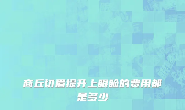 商丘切眉提升上眼睑的费用都是多少