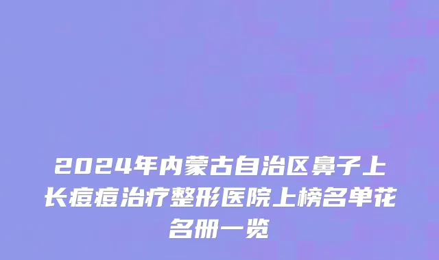 2024年内蒙古自治区鼻子上长痘痘治疗整形医院上榜名单花名册一览