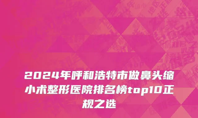 2024年呼和浩特市做鼻头缩小术整形医院排名榜top10正规之选