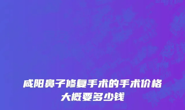 咸阳鼻子修复手术的手术价格大概要多少钱