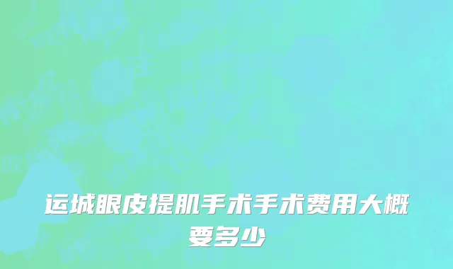 运城眼皮提肌手术手术费用大概要多少