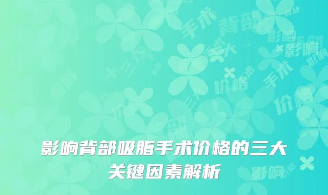 影响背部吸脂手术价格的三大关键因素解析