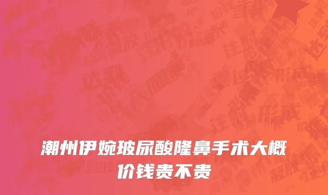 潮州伊婉玻尿酸隆鼻手术大概价钱贵不贵