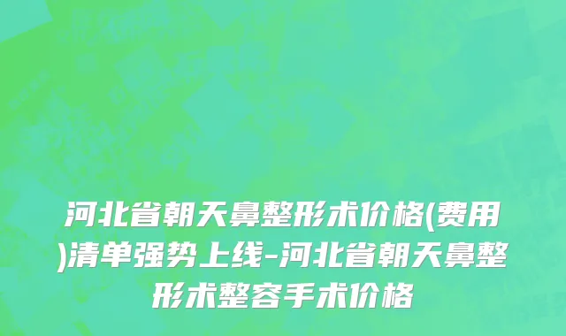 河北省朝天鼻整形术价格(费用)清单强势上线-河北省朝天鼻整形术整容手术价格