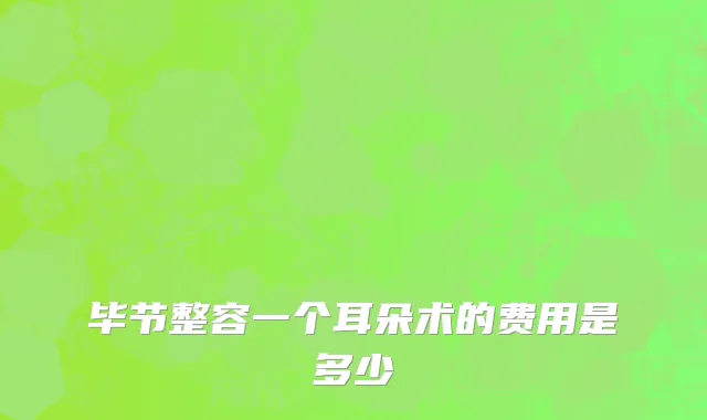 毕节整容一个耳朵术的费用是多少