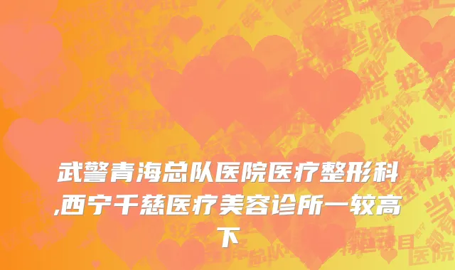 武警青海总队医院医疗整形科,西宁千慈医疗美容诊所一较高下