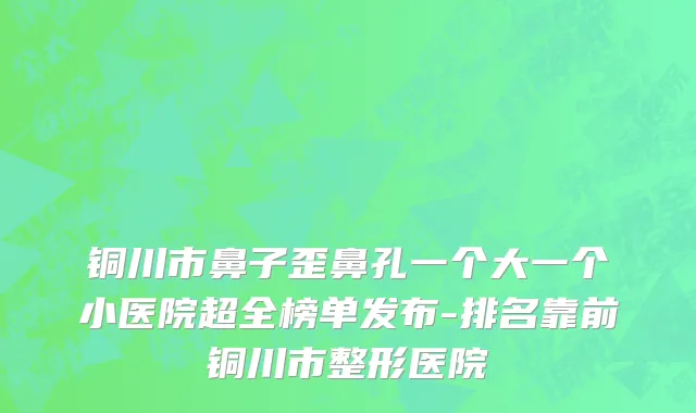 铜川市鼻子歪鼻孔一个大一个小医院超全榜单发布-排名靠前铜川市整形医院