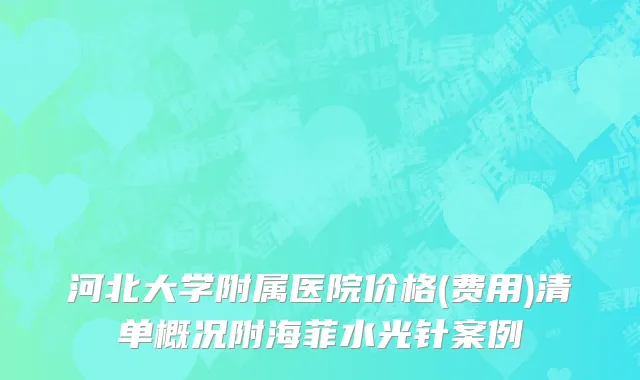 河北大学附属医院价格(费用)清单概况附海菲水光针案例