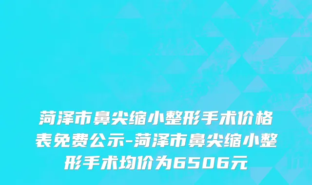 菏泽市鼻尖缩小整形手术价格表免费公示-菏泽市鼻尖缩小整形手术均价为6506元