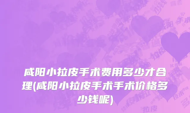 咸阳小拉皮手术费用多少才合理(咸阳小拉皮手术手术价格多少钱呢)