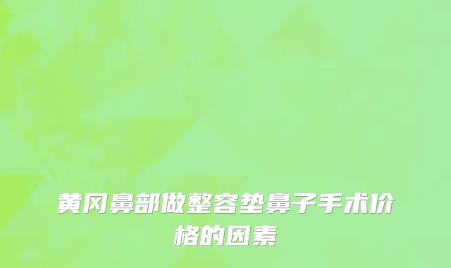 黄冈鼻部做整容垫鼻子手术价格的因素
