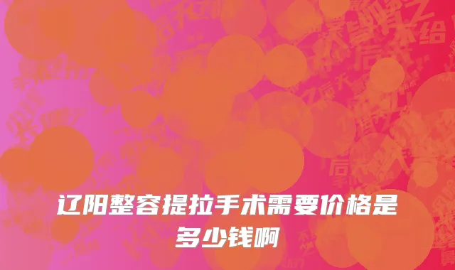 辽阳整容提拉手术需要价格是多少钱啊