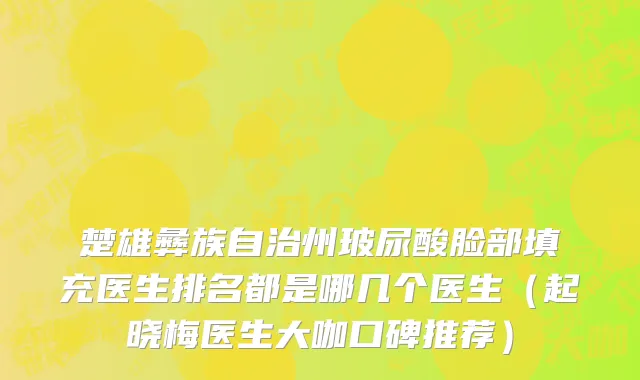 楚雄彝族自治州玻尿酸脸部填充医生排名都是哪几个医生（起晓梅医生大咖口碑推荐）
