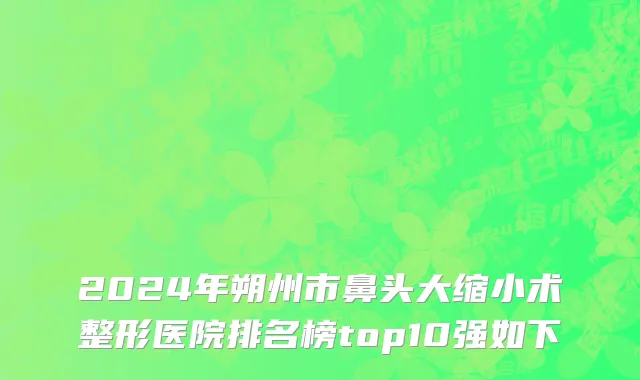 2024年朔州市鼻头大缩小术整形医院排名榜top10强如下