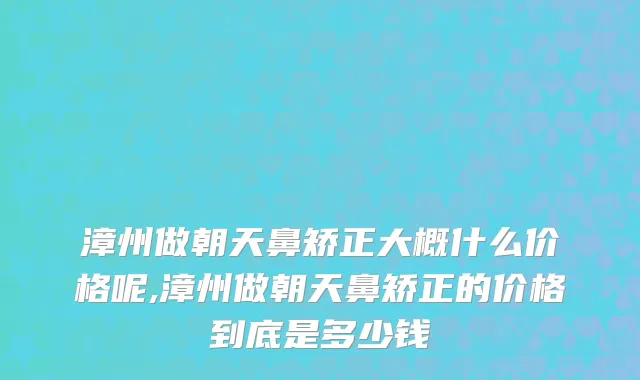 漳州做朝天鼻矫正大概什么价格呢,漳州做朝天鼻矫正的价格到底是多少钱
