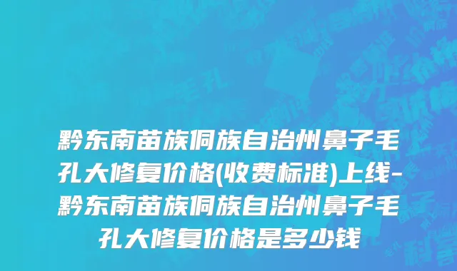 黔东南苗族侗族自治州鼻子毛孔大修复价格(收费标准)上线-黔东南苗族侗族自治州鼻子毛孔大修复价格是多少钱