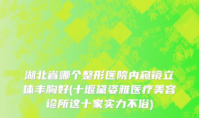 湖北省哪个整形医院内窥镜立体丰胸好(十堰黛姿雅医疗美容诊所这十家实力不俗)