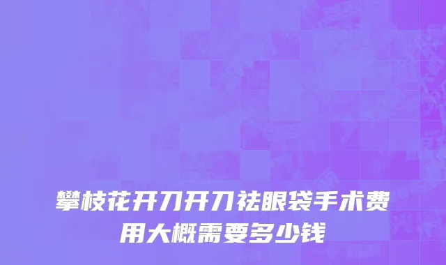 攀枝花开刀开刀祛眼袋手术费用大概需要多少钱