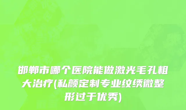 邯郸市哪个医院能做激光毛孔粗大治疗(私颜定制专业纹绣微整形过于优秀)