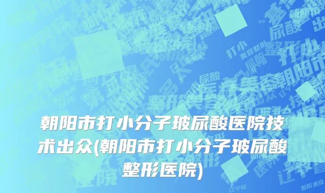 朝阳市打小分子玻尿酸医院技术出众(朝阳市打小分子玻尿酸整形医院)