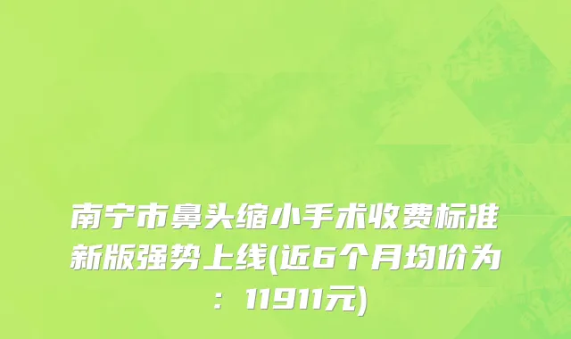 南宁市鼻头缩小手术收费标准新版强势上线(近6个月均价为：11911元)