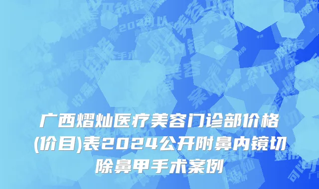 广西熠灿医疗美容门诊部价格(价目)表2024公开附鼻内镜切除鼻甲手术案例