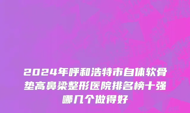 2024年呼和浩特市自体软骨垫高鼻梁整形医院排名榜十强哪几个做得好