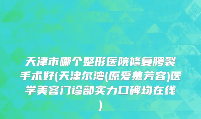 天津市哪个整形医院修复腭裂手术好(天津尔湾(原爱慕芳容)医学美容门诊部实力口碑均在线)