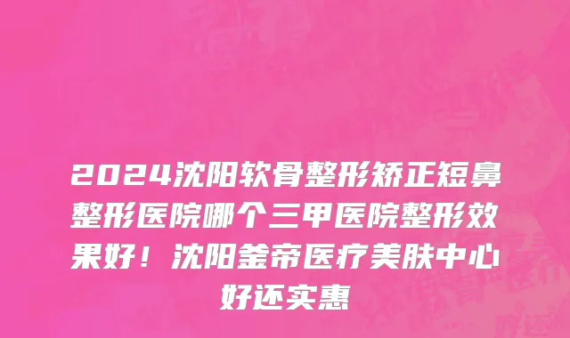 2024沈阳软骨整形矫正短鼻整形医院哪个三甲医院整形效果好!沈阳釜帝医疗美肤中心好还实惠