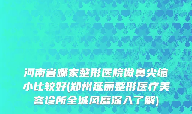 河南省哪家整形医院做鼻尖缩小比较好(郑州延丽整形医疗美容诊所全城风靡深入了解)