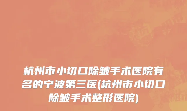 杭州市小切口除皱手术医院有名的宁波第三医(杭州市小切口除皱手术整形医院)