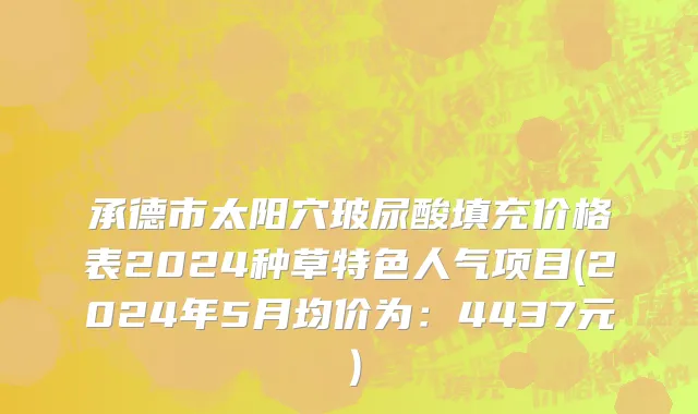 承德市太阳穴玻尿酸填充价格表2024种草特色人气项目(2024年5月均价为：4437元）