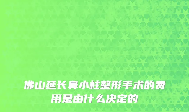 佛山延长鼻小柱整形手术的费用是由什么决定的