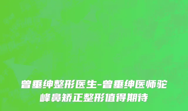 曾垂绅整形医生-曾垂绅医师驼峰鼻矫正整形值得期待