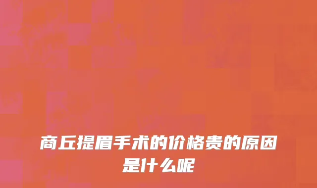 商丘提眉手术的价格贵的原因是什么呢