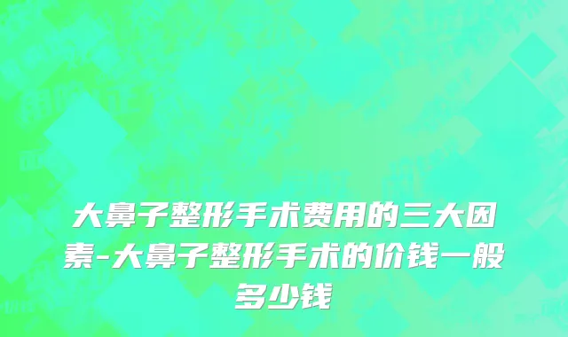大鼻子整形手术费用的三大因素-大鼻子整形手术的价钱一般多少钱