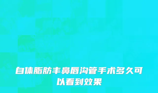 自体脂肪丰鼻唇沟管手术多久可以看到效果