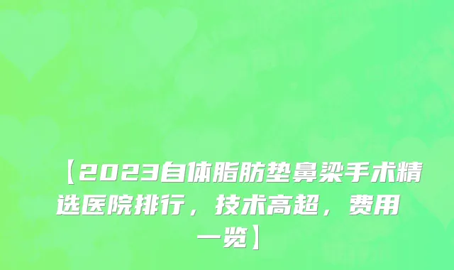 【2023自体脂肪垫鼻梁手术精选医院排行，技术高超，费用一览】
