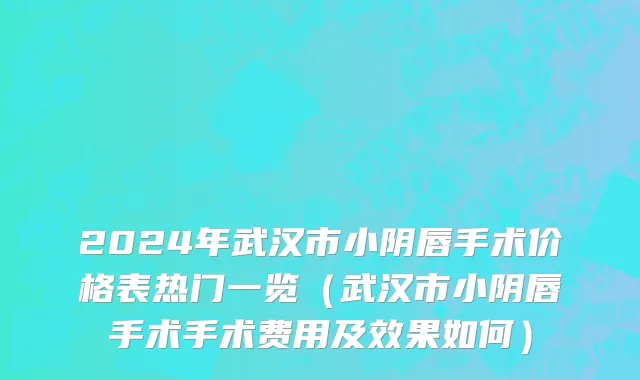 2024年武汉市小阴唇手术价格表热门一览（武汉市小阴唇手术手术费用及效果如何）