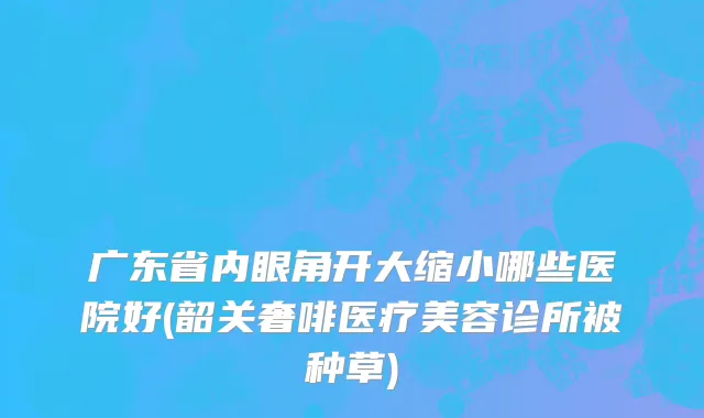 广东省内眼角开大缩小哪些医院好(韶关奢啡医疗美容诊所被种草)