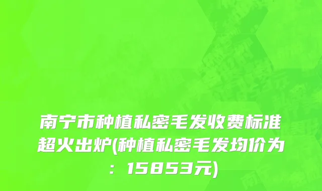 南宁市种植私密毛发收费标准超火出炉(种植私密毛发均价为：15853元)