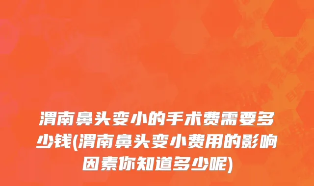 渭南鼻头变小的手术费需要多少钱(渭南鼻头变小费用的影响因素你知道多少呢)