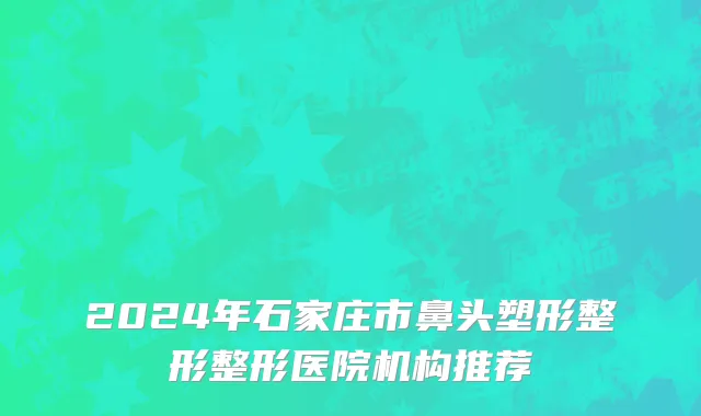 2024年石家庄市鼻头塑形整形整形医院机构推荐