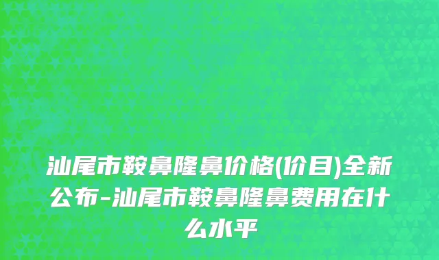 汕尾市鞍鼻隆鼻价格(价目)全新公布-汕尾市鞍鼻隆鼻费用在什么水平