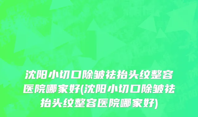沈阳小切口除皱祛抬头纹整容医院哪家好(沈阳小切口除皱祛抬头纹整容医院哪家好)